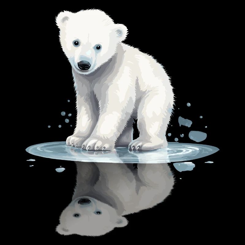 Polar Bear Baby Polar Bear Reflection