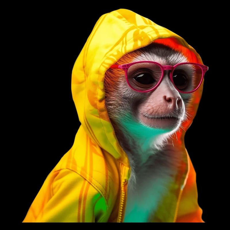 Squirrel Monkey with Sunglasses Colorful Cool Monkeys