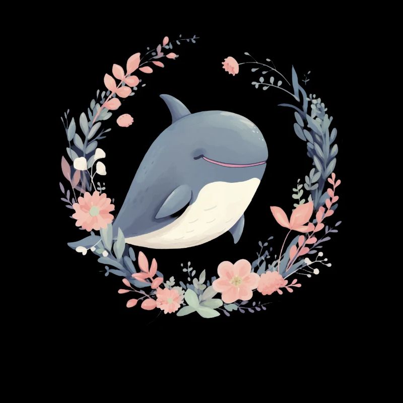 Niedlicher Wal Blumen Blauwal für einen Orca