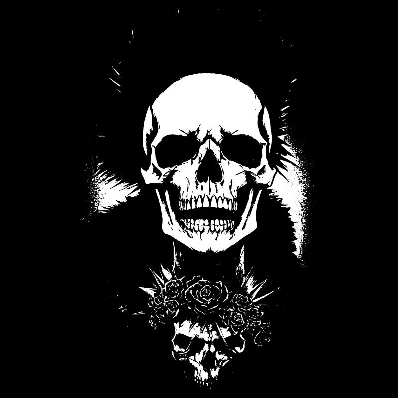 Crâne de fan d'horreur avec Mohawk Crazy Punkrocker Pun