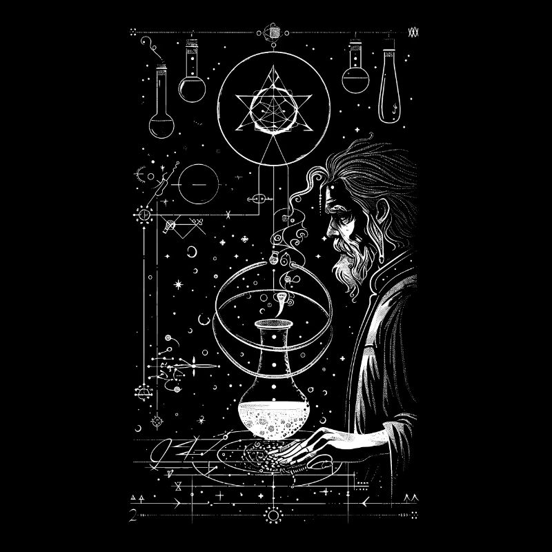 Motif d’alchimiste magique de lignes blanches