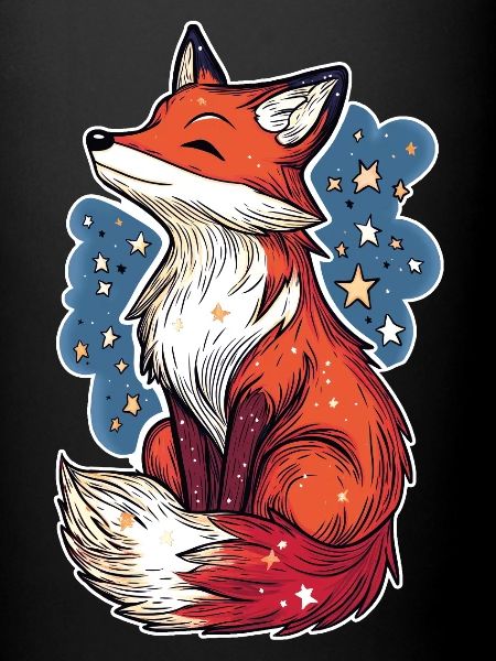 Renard et ciel étoilé