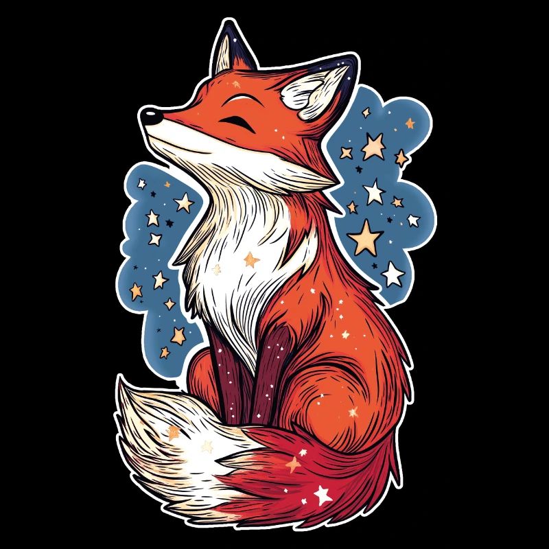 Renard et ciel étoilé