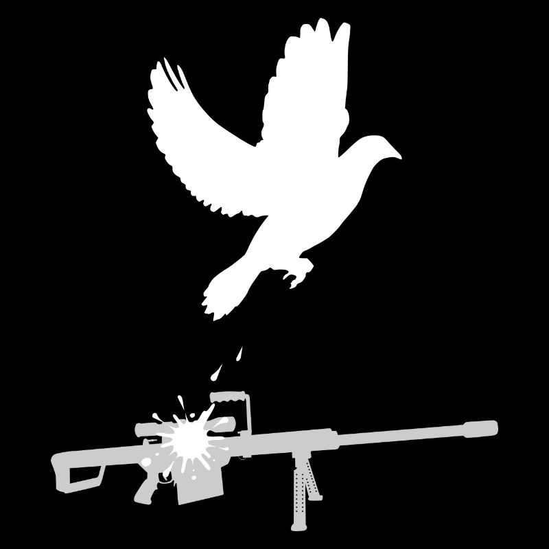 Taube scheißt auf Waffe Pazifismus