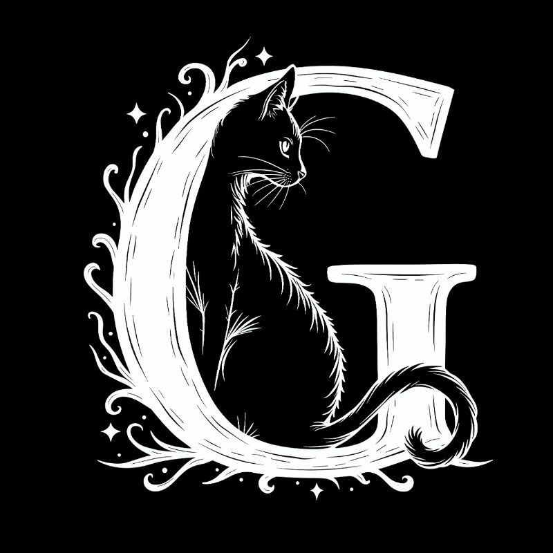 Letter G with cat