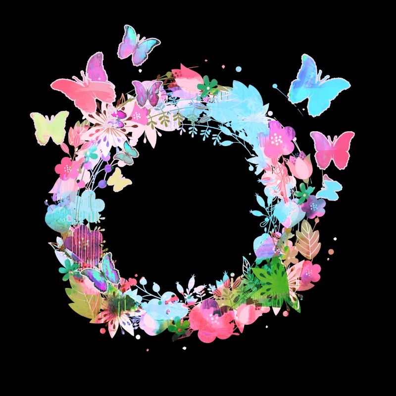 couronne de fleurs,vide, couronne,fleurs,papillons