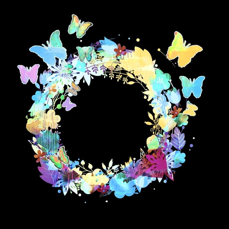 couronne de fleurs,vide, couronne,fleurs,papillons