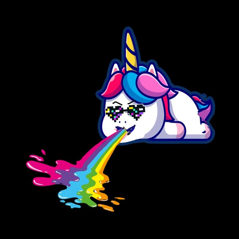 kotzendes einhorn,einhorn,cool,regenbogen,retro