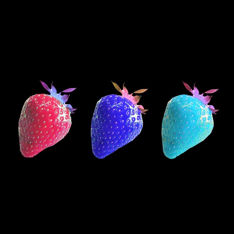 Erdbeeren, bunt, popart, artwork,weisse erdbeere