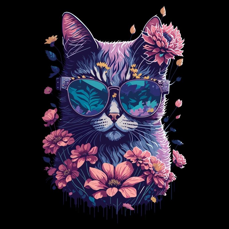 Illustration einer Katze mit Sonnenbrille