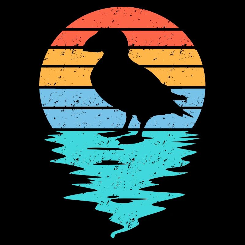 Silhouette de macareux coupée en mer
