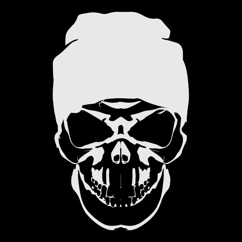 Skull with Cap Hipster Skull Black