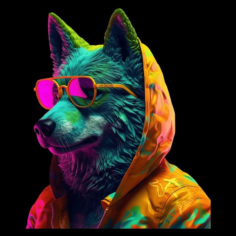Wolf mit Sonnenbrille Wölfe Raubtier