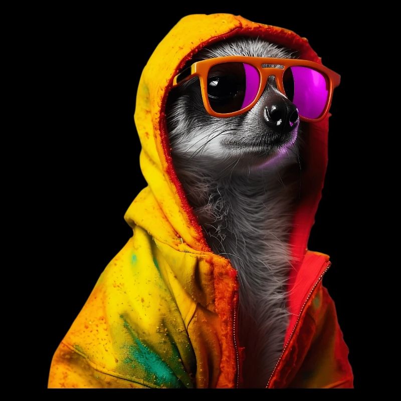 Erdmännchen mit Sonnenbrille Bunt Coole