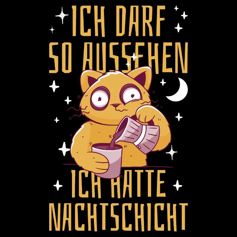 Nachtschicht Katze Kaffee