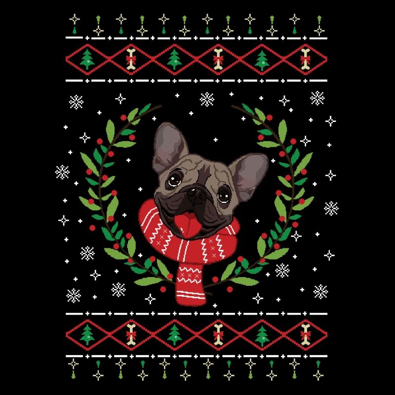 Bouledogue français, moche, cavalier noël
