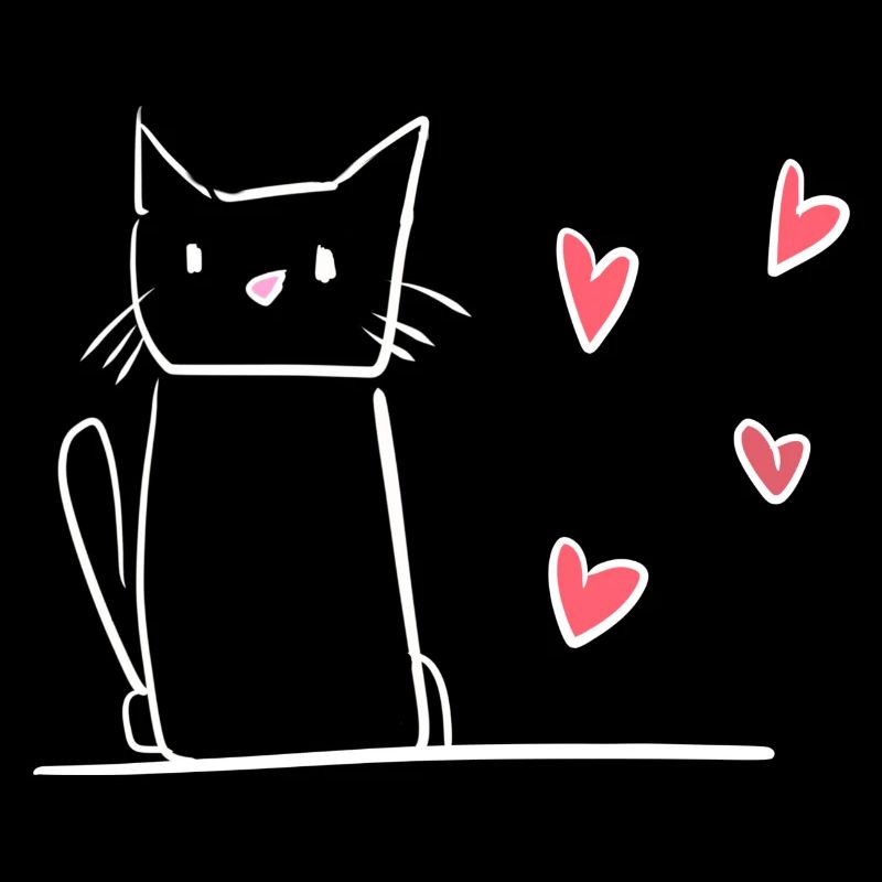 chat dessin animé animal doux symbole cœurs