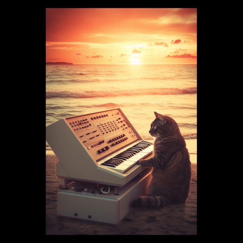 Cat Synthesizer Katze Retro Vintage Studio Gear