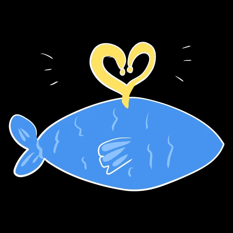 blue fish symbol heart light
