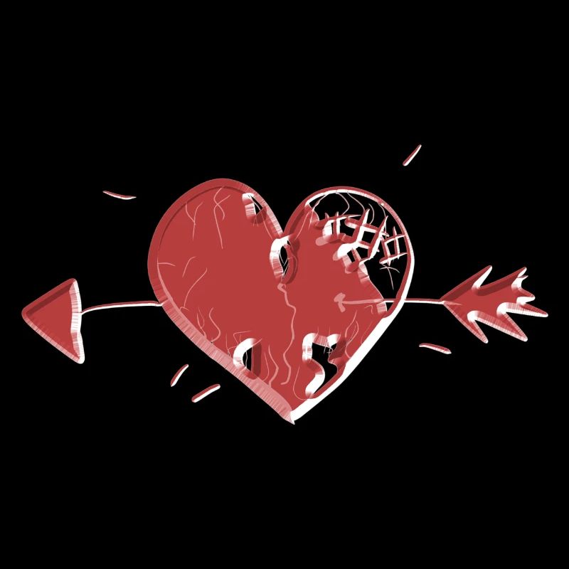 symbole du cœur cicatrices de flèche rouge