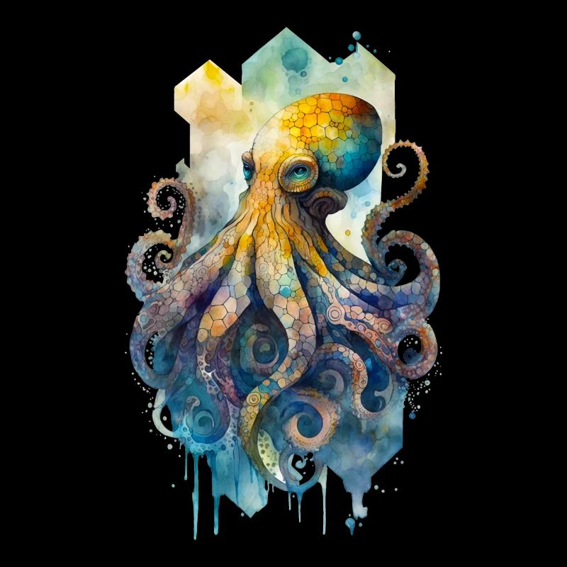 Octopus Octopus Octopus Watercolor Ocean Sea