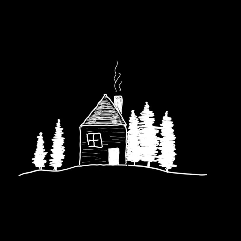 Hut in the forest between trees, forest, gift