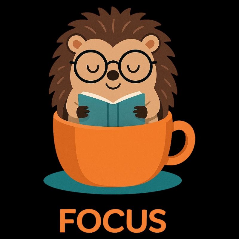 Original studious cute hedgehog