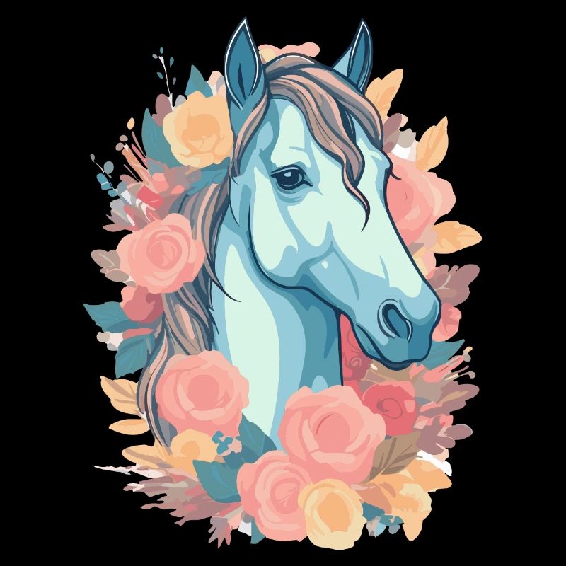 Tête de cheval avec des fleurs