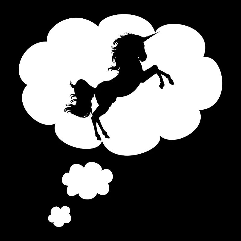 Licorne dans la bulle de pensée