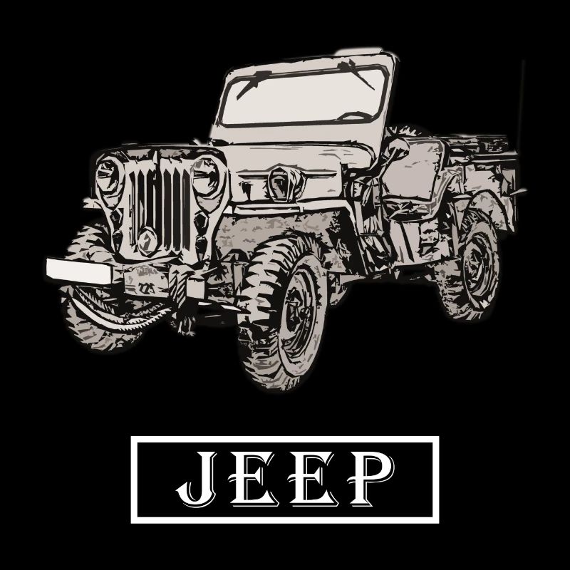 Willys Jeep drawing with lettering - white