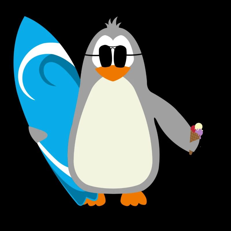 Idée cadeau de crème glacée de pingouin surfer sunglasses