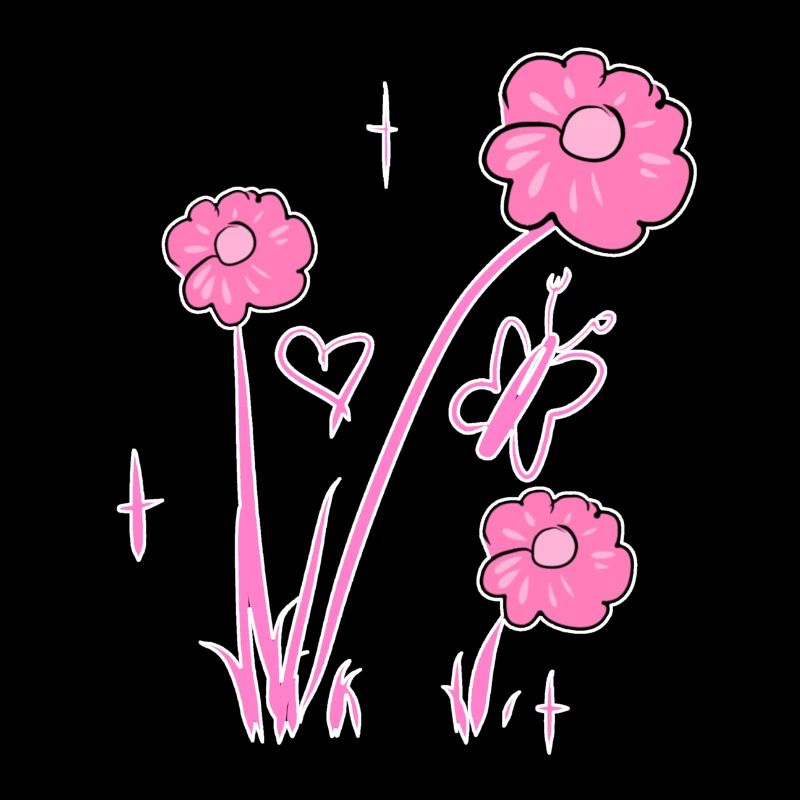 fleurs rose papillon coeur naturel