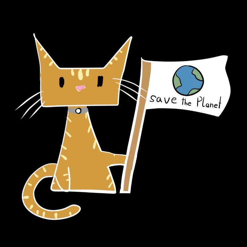rette den Planeten Flagge Katze Klimaschutz
