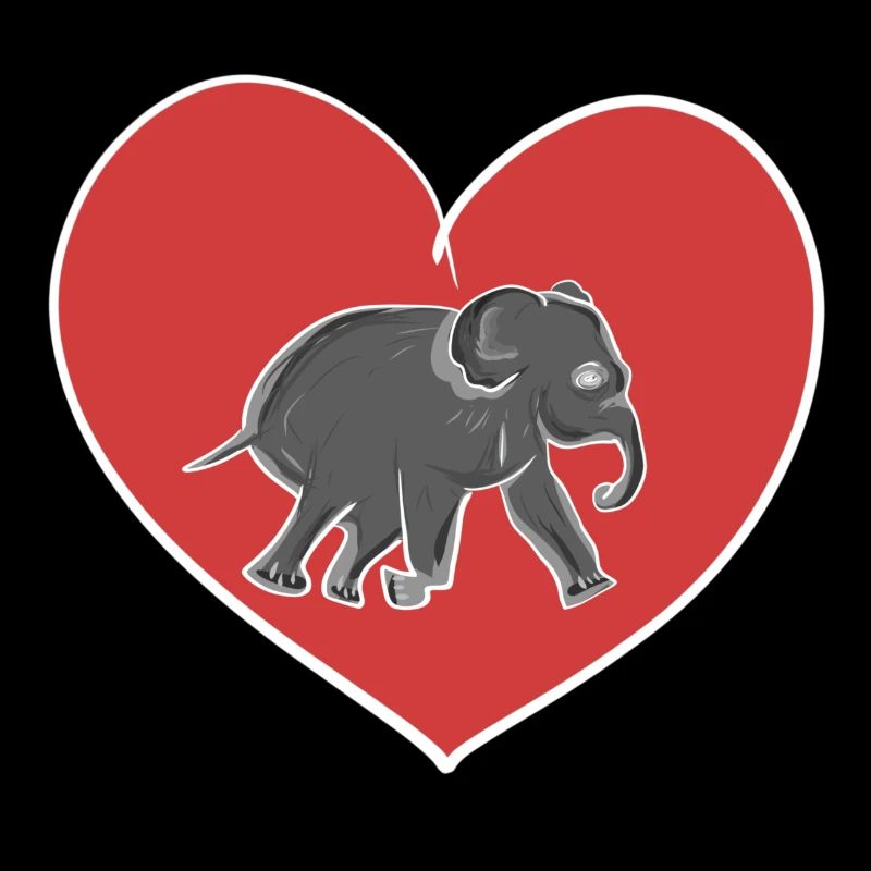 rotes Herz Tierliebe Elefant