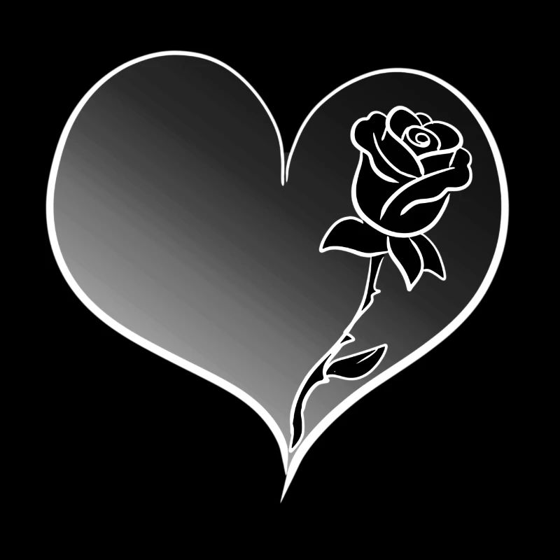 Rose Fleur Coeur Symbole Gris Forme