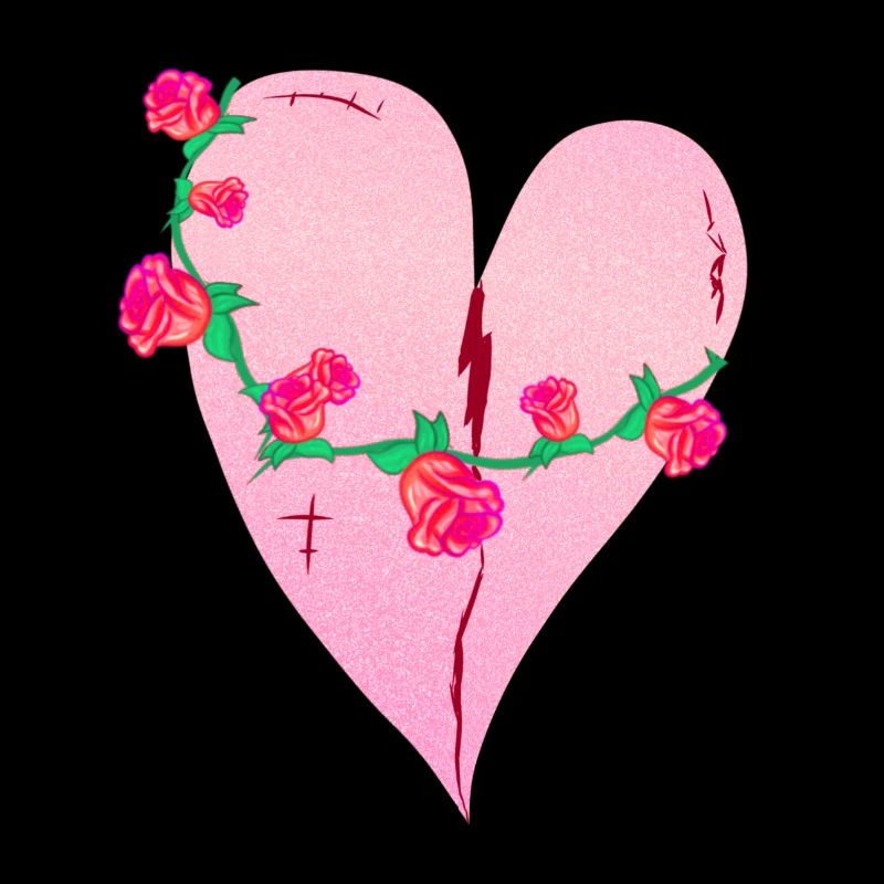 heart roses scars pink icon