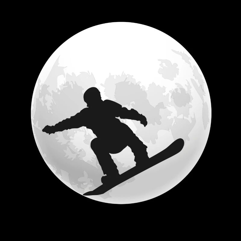 Snowboard sous la pleine lune