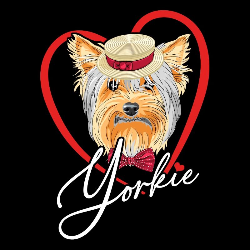 Lustiger frecher Yorkie mit Hut im Herz