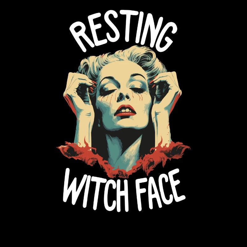 Funny Halloween Resting Witch Face Broom