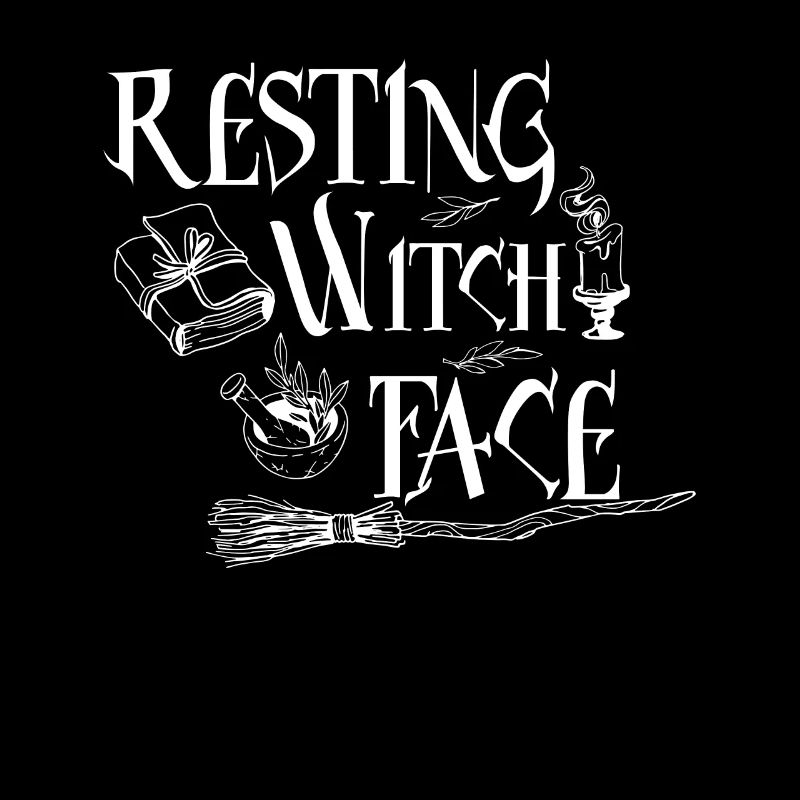 Funny Halloween Resting Witch Face Broom