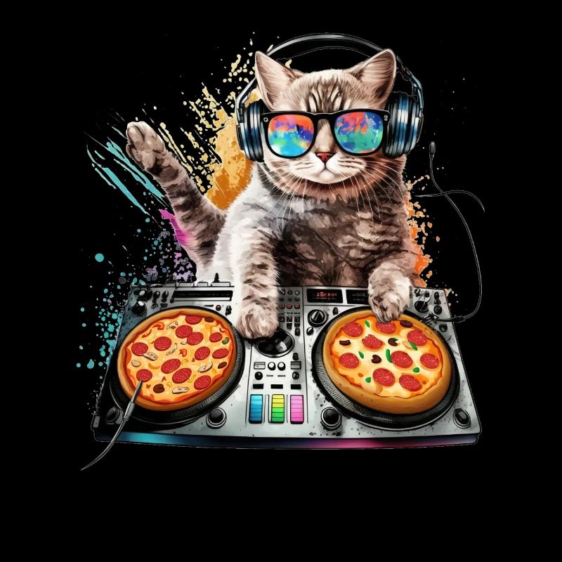 Outer Space Cat Pizza Disc Jockey - Interstellar