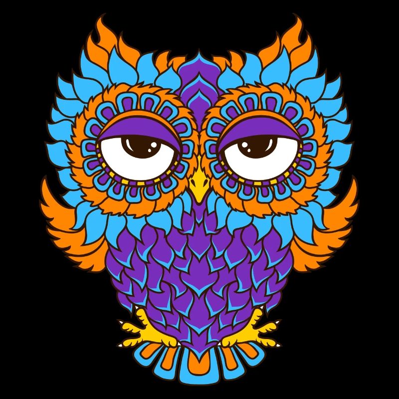 farbenfrohe Eule in Mandala - Optik