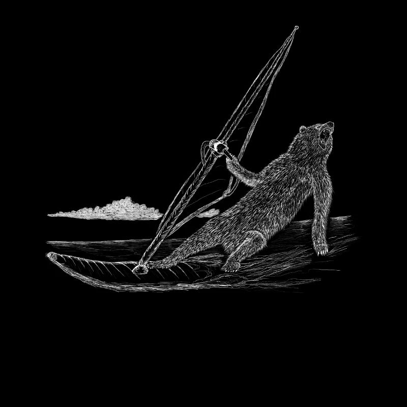 Windsurfender Bär surft cool über das Wasser