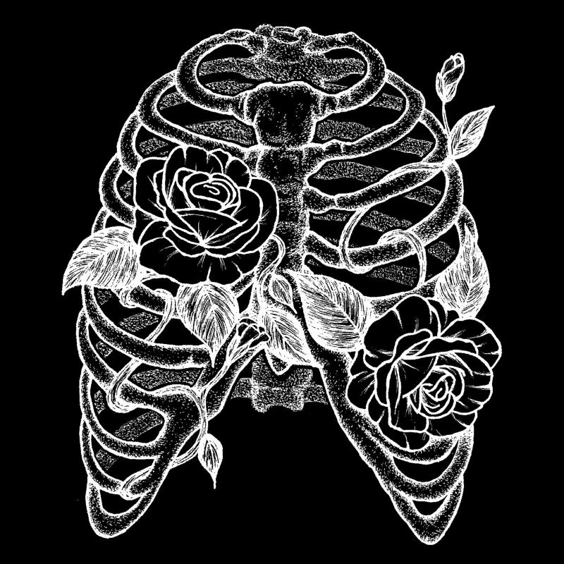 Squelette et roses