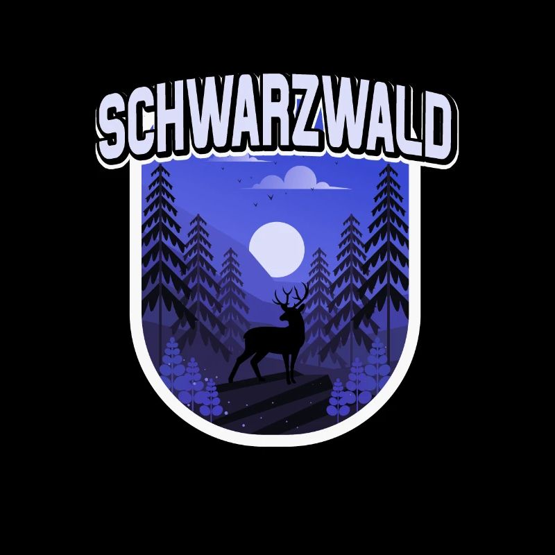 Schwarzwald Illustration Wald Bäume Hirsch