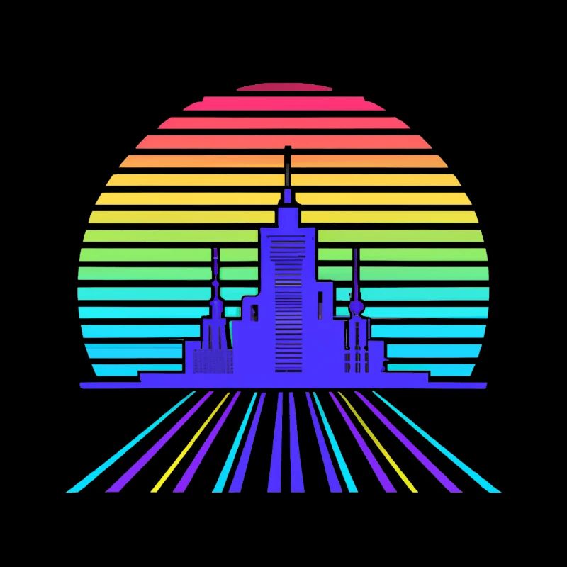 Retro-futuristic cityscape