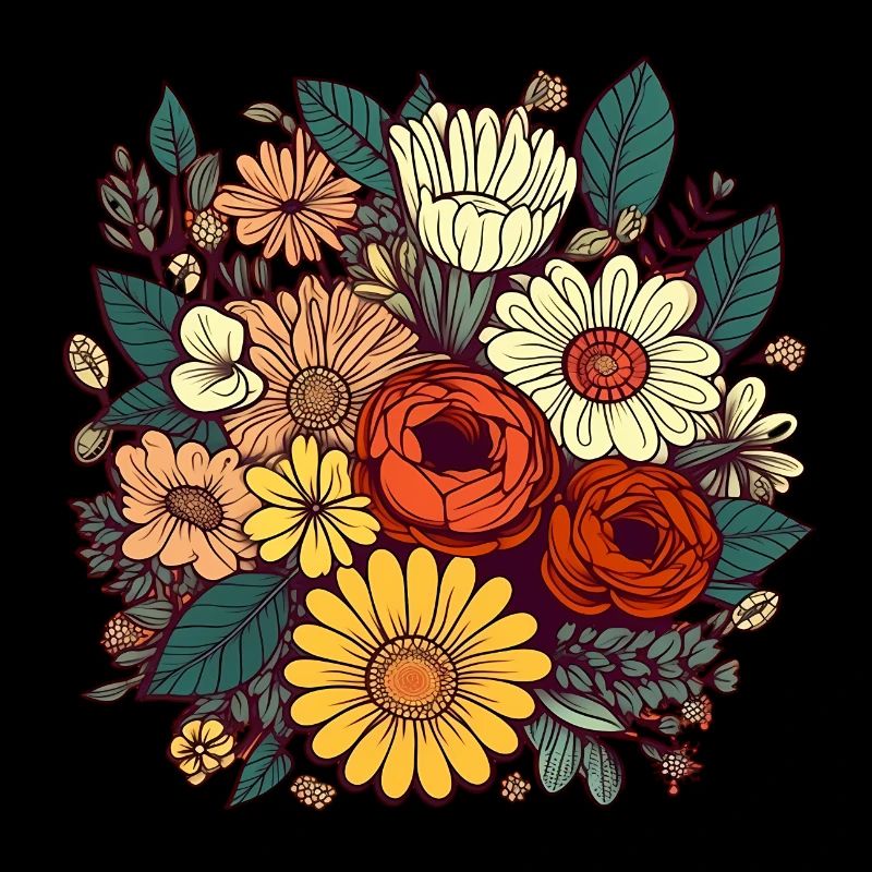 Fleurs dans le style boho retro 01