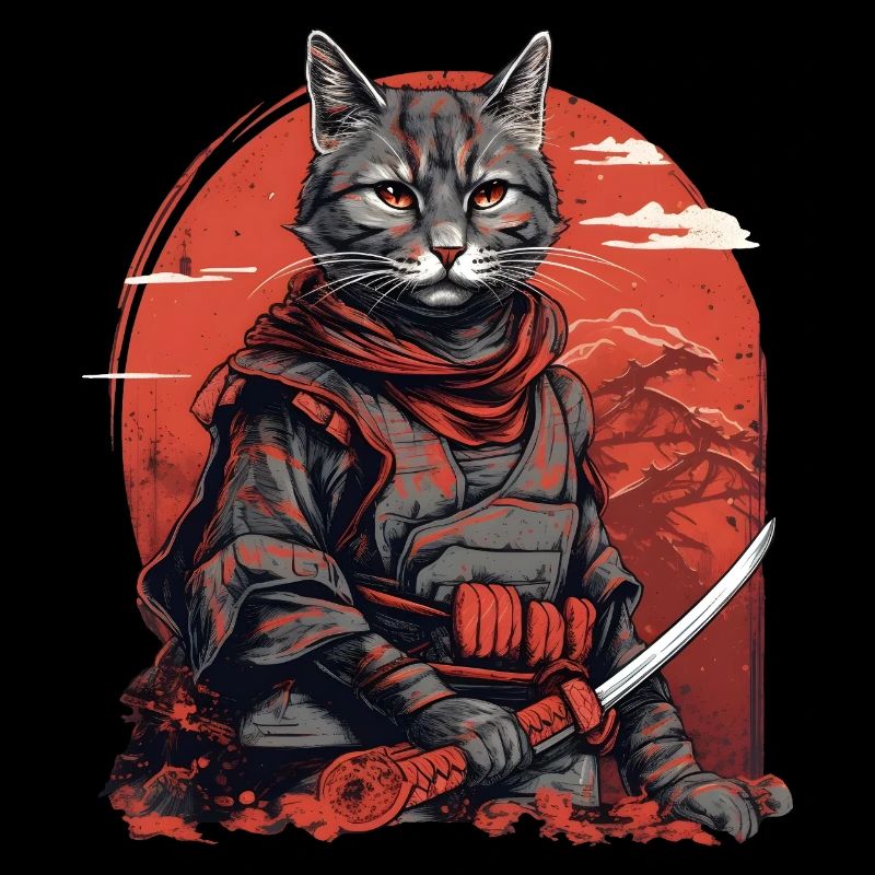 Chat Samouraï Japon