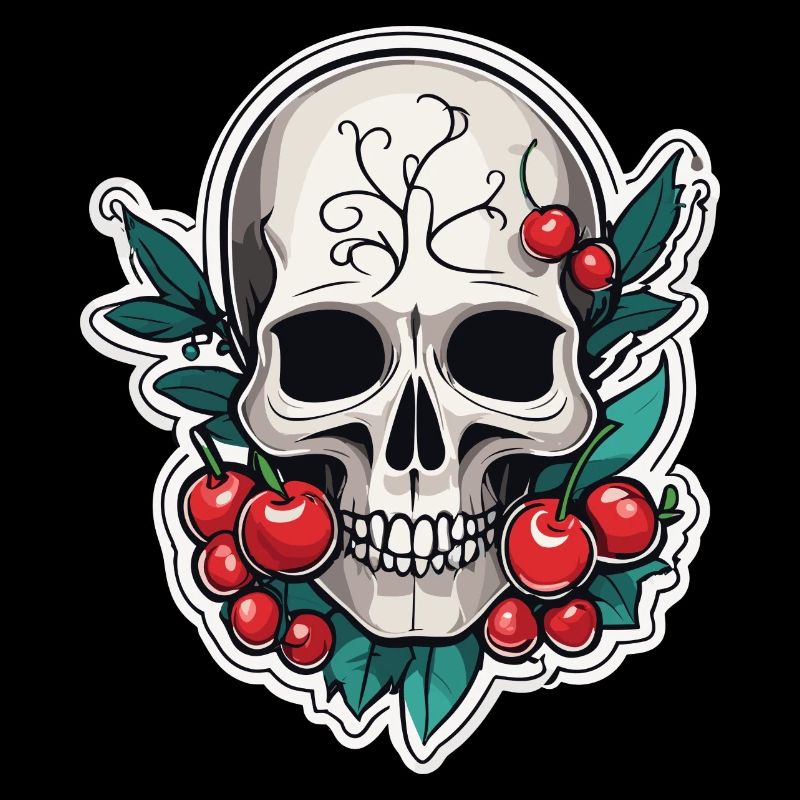 Skull with Cherrys