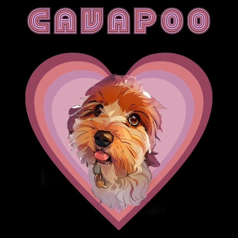 Cavapoo heart (Fade retro)